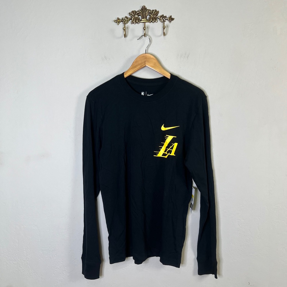 Nike NBA Los Angeles Lakers Mens Size S Black Long Sleeve Tee NEW HV5589